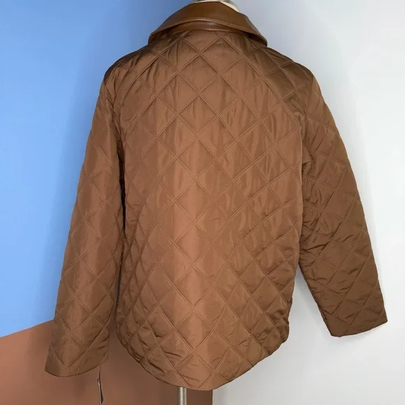 Marc New York Brown Quilted Barn Jacket with Faux Leather Collar NWT Medium - Picture 4 of 6